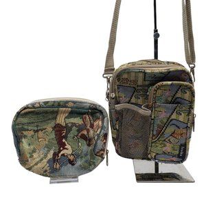 Isaka Golf Tapestry Crossbody Shoulder Bag w Cosmetic Makeup Bag Lot 8.50 in